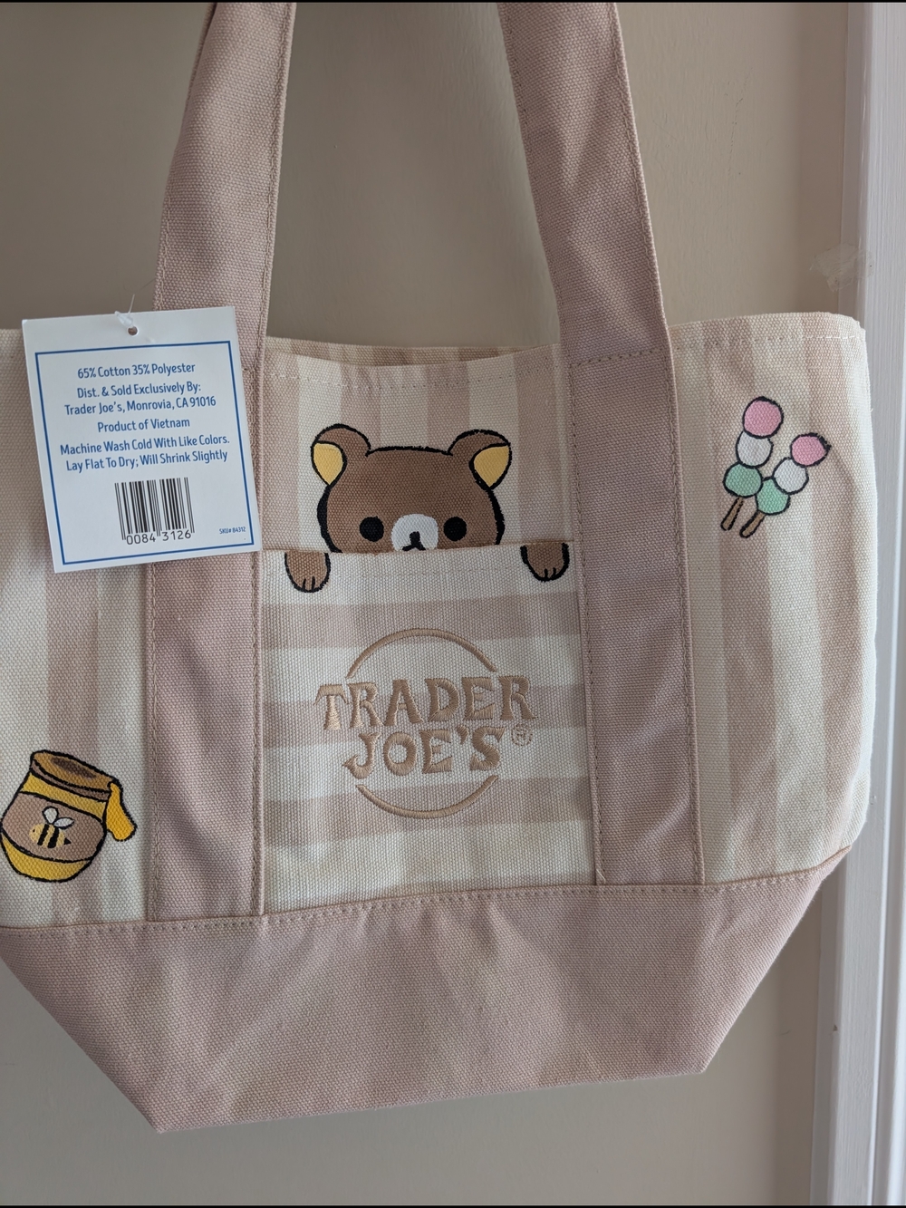 Trader Joe's Rilakkuma Stripe Canvas Tote